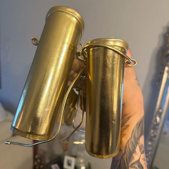 Gold Platform Lace-Up Block Heels • Size 11 - Picture 6 of 7